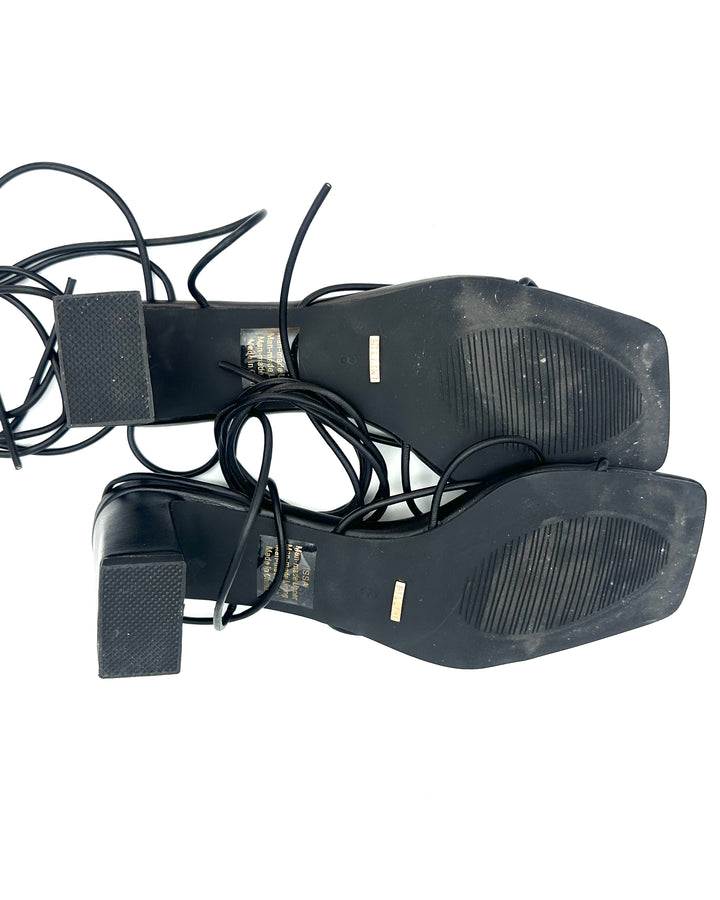 Black Strappy Sandals - Size 6- 10