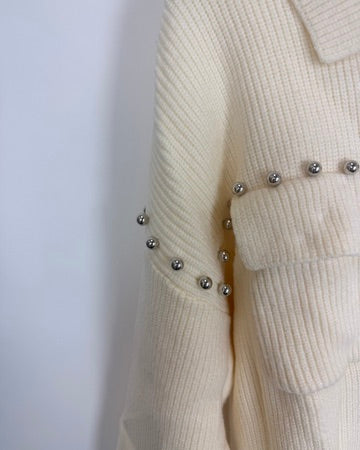 Cream Studded Cardigan - Size 6/8