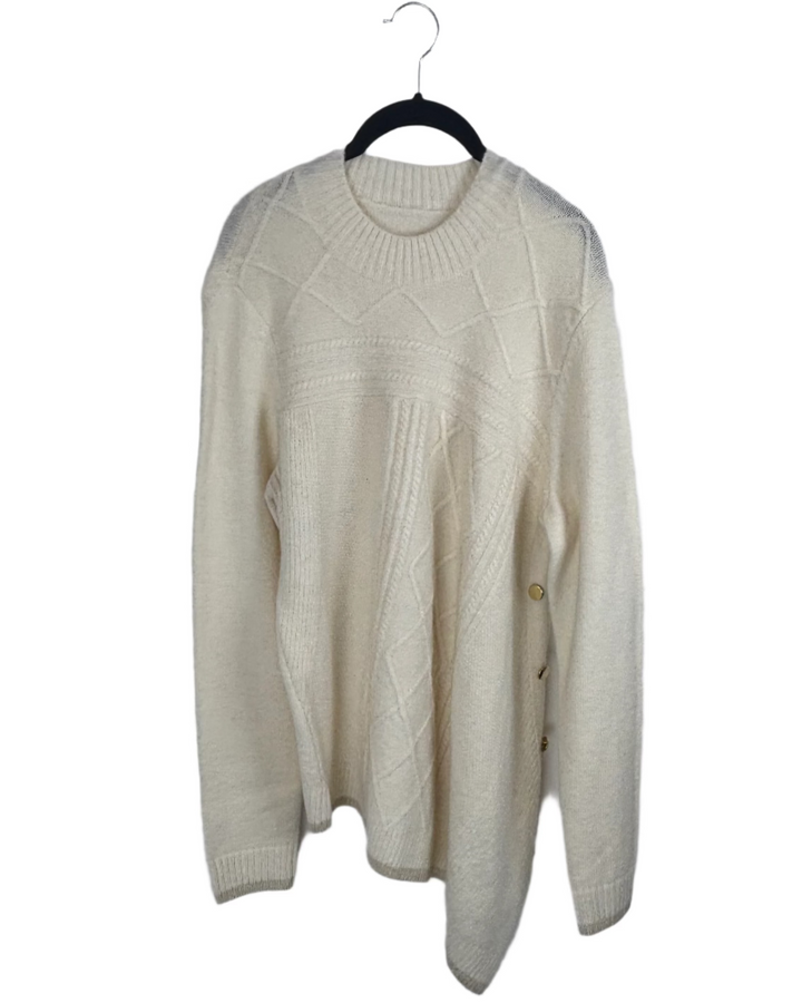 Cream Asymmetric Multi Texture Sweater - Size 4/6