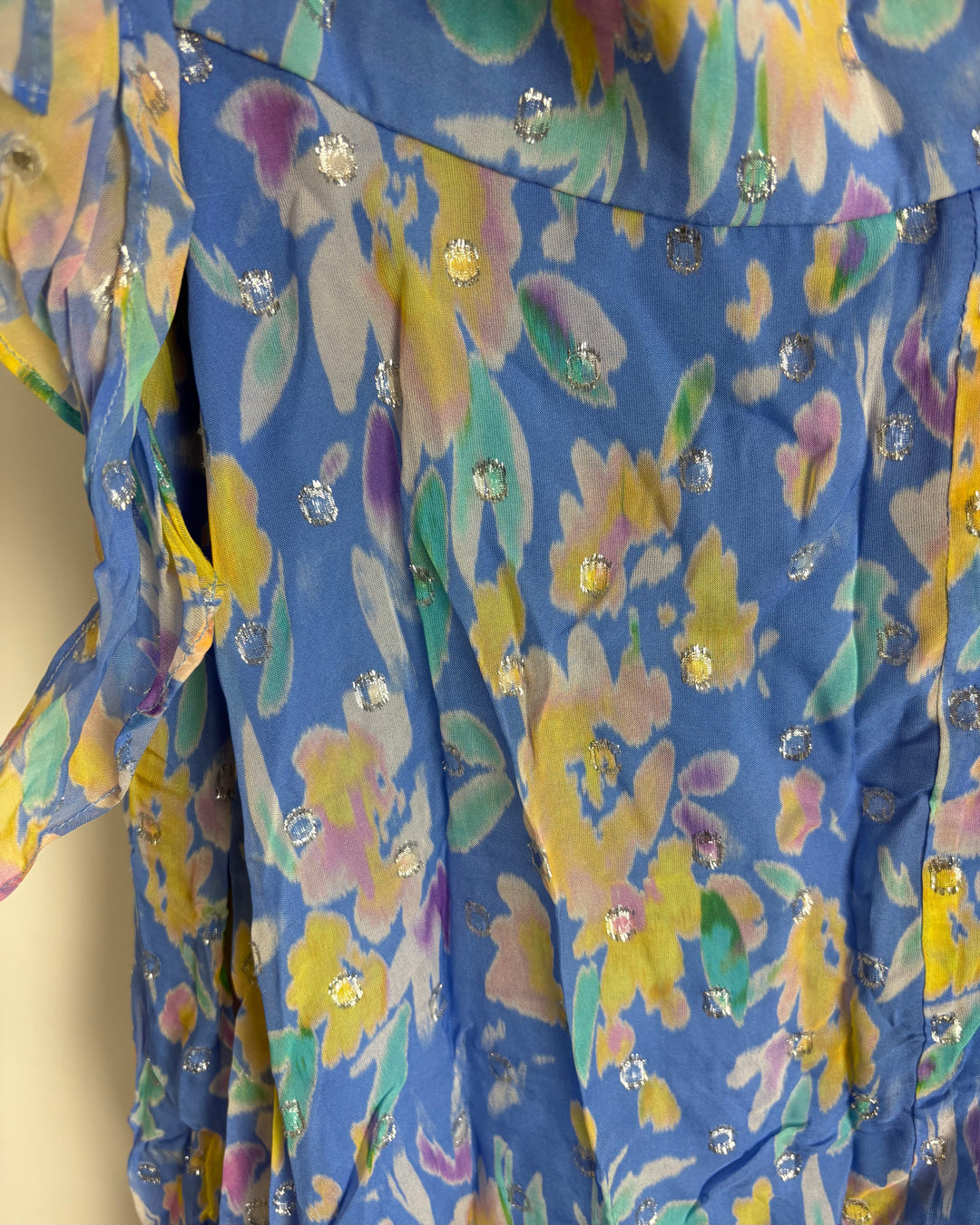 Blue Floral Patterned Dress - Size 4