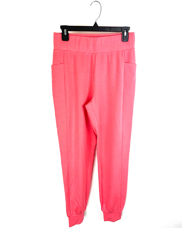 Bright Salmon Pink Joggers - Size 6/8