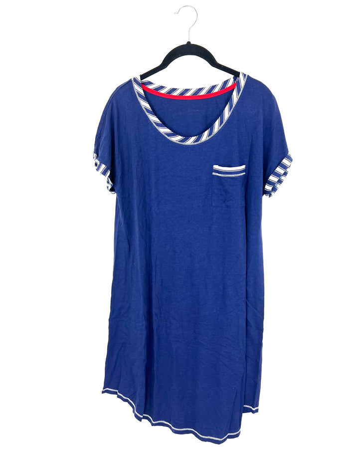 Navy Blue and Striped Nautical Nightgown - Small