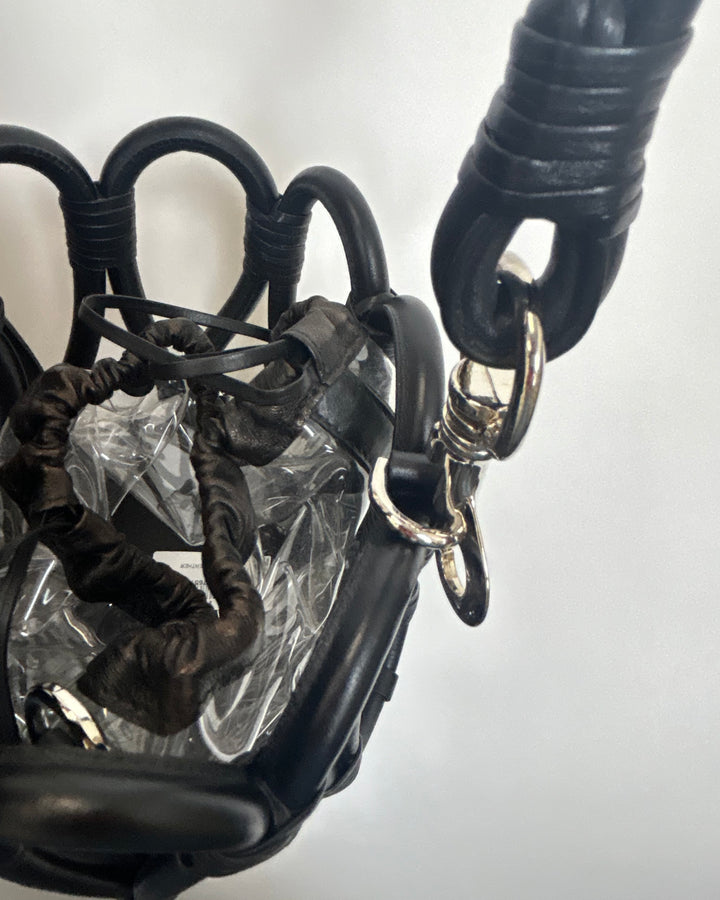 Black Leather Loop Bucket Bag