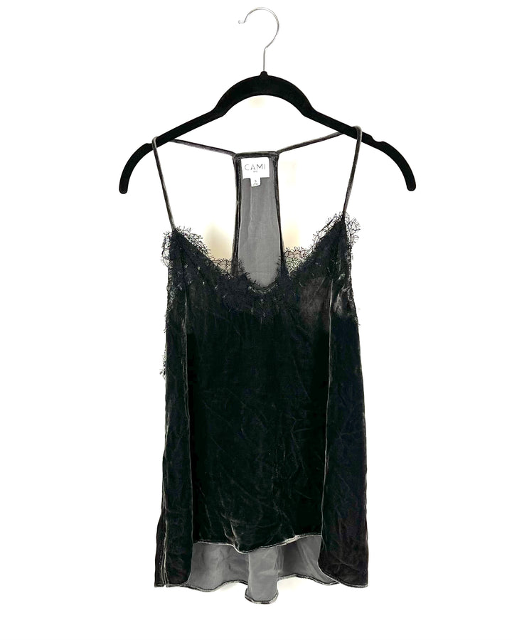 Grey Velvet Spaghetti Strap Camisole - Size 4