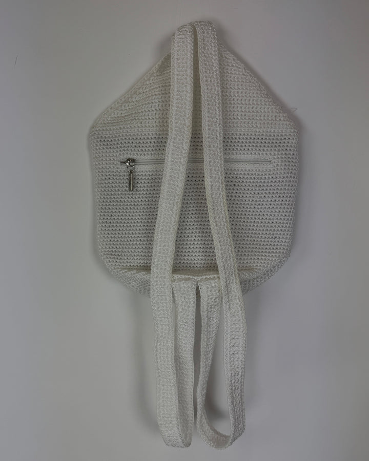 White Crochet Sling Backpack