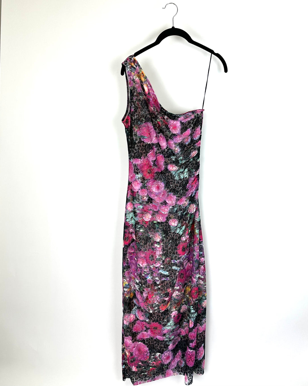 Floral One Shoulder Lace Midi Dress - Size 4/6