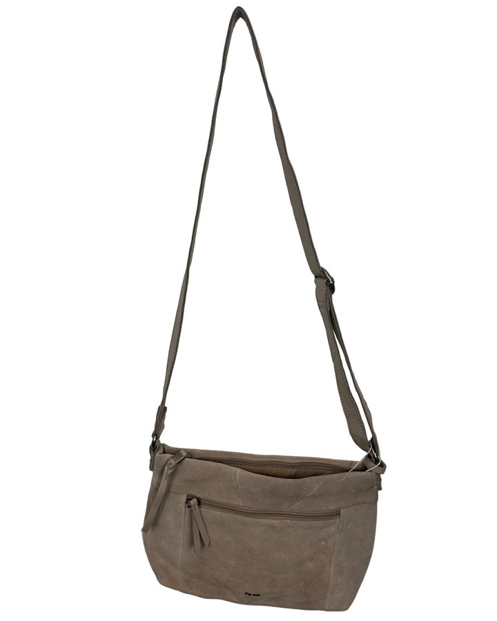 Oatmeal Brown Suede Crossbody Bag