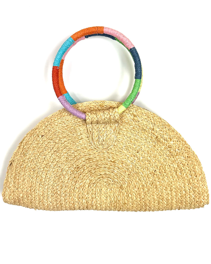 Anya and Niki Raffia Half Moon Bag