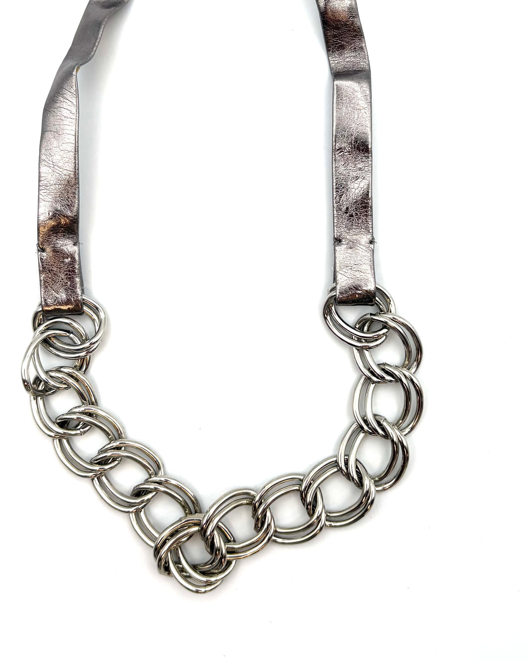 Metallic Chunky Silver Chain Necklace