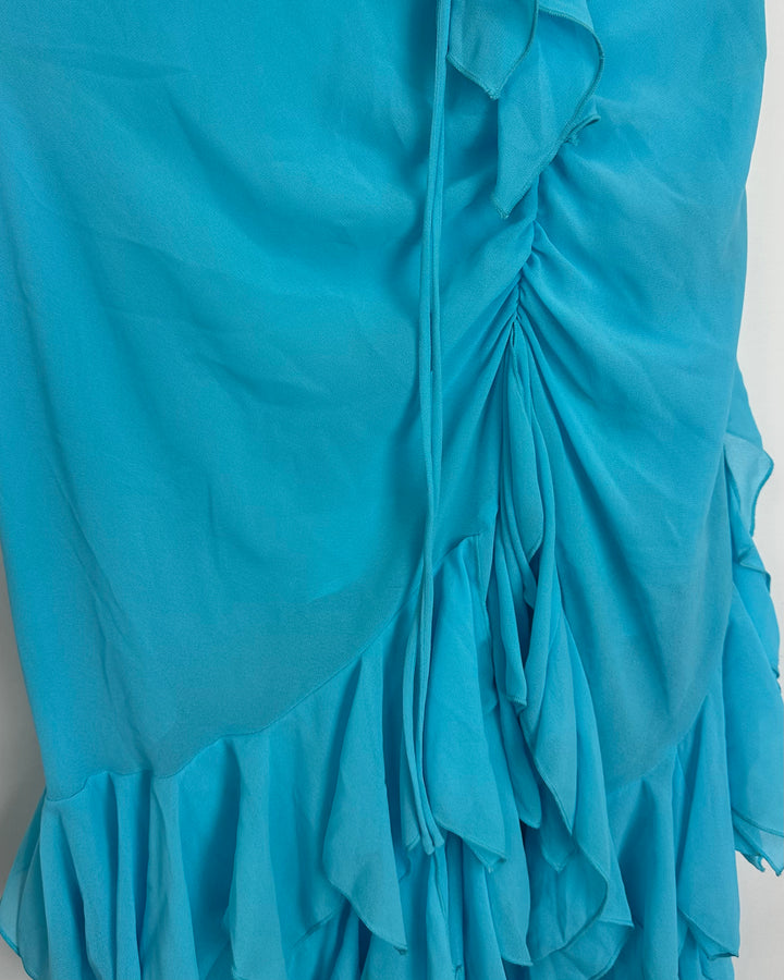 NBD Bright Blue Ruffle Dress - Small