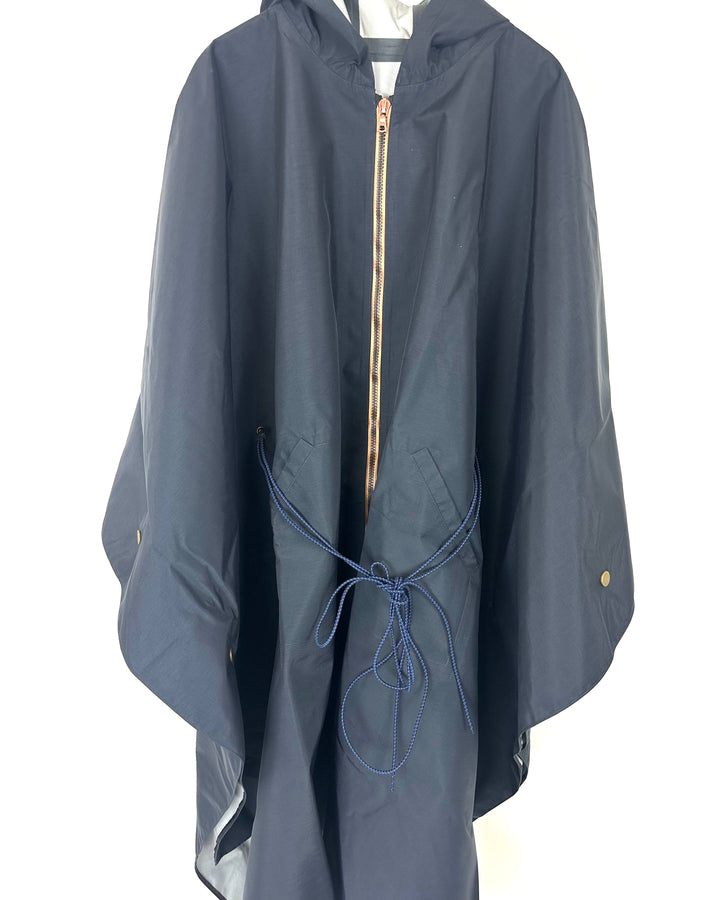 Navy Blue Poncho With Bungee Belt - Size 6/8