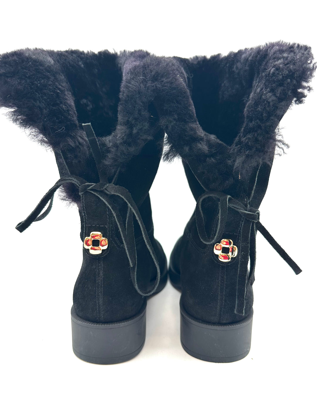 Black Suede Fold Over Booties - Size 6.5