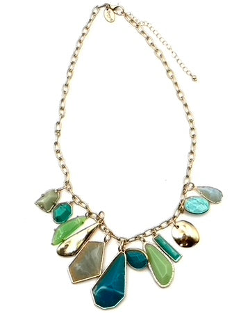 Gold Multicolor Gemstone Necklace
