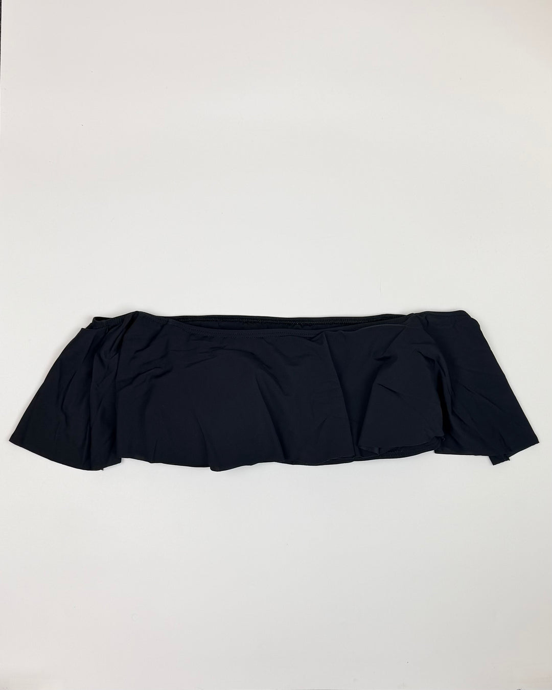 Black Ruffle Bandeau Bikini Top - Small