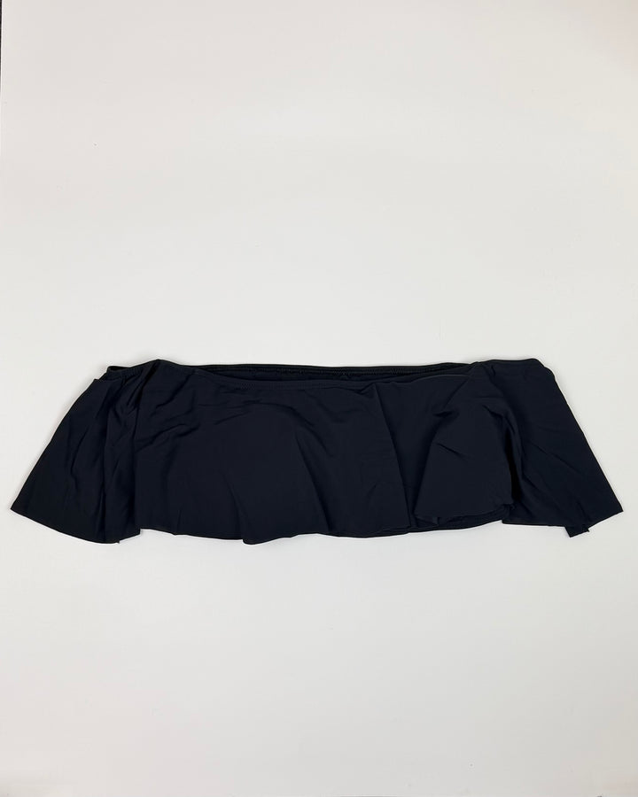 Black Ruffle Bandeau Bikini Top - Small