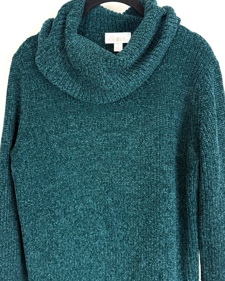 Dark Teal Turtle Neck Knit Sweater - Size 6/8