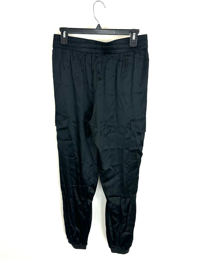 Black Wide-Leg Flowy Trousers - Size 12