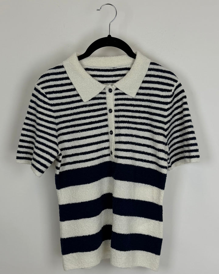 Navy & White Textured Shirt - Size 2/4