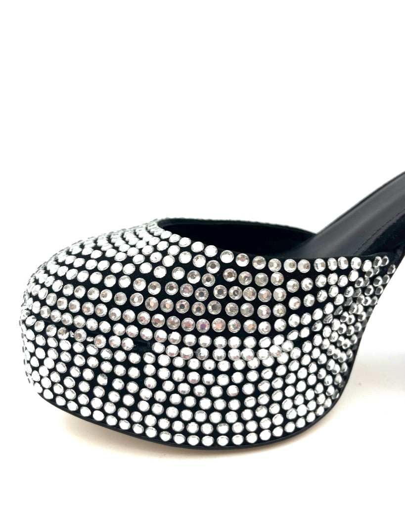 Silver Rhinestone Platform Heels - Size 9