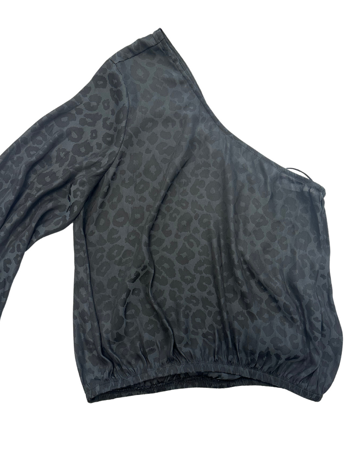 Gray Cheetah Print One Shoulder Top - Size 4/6