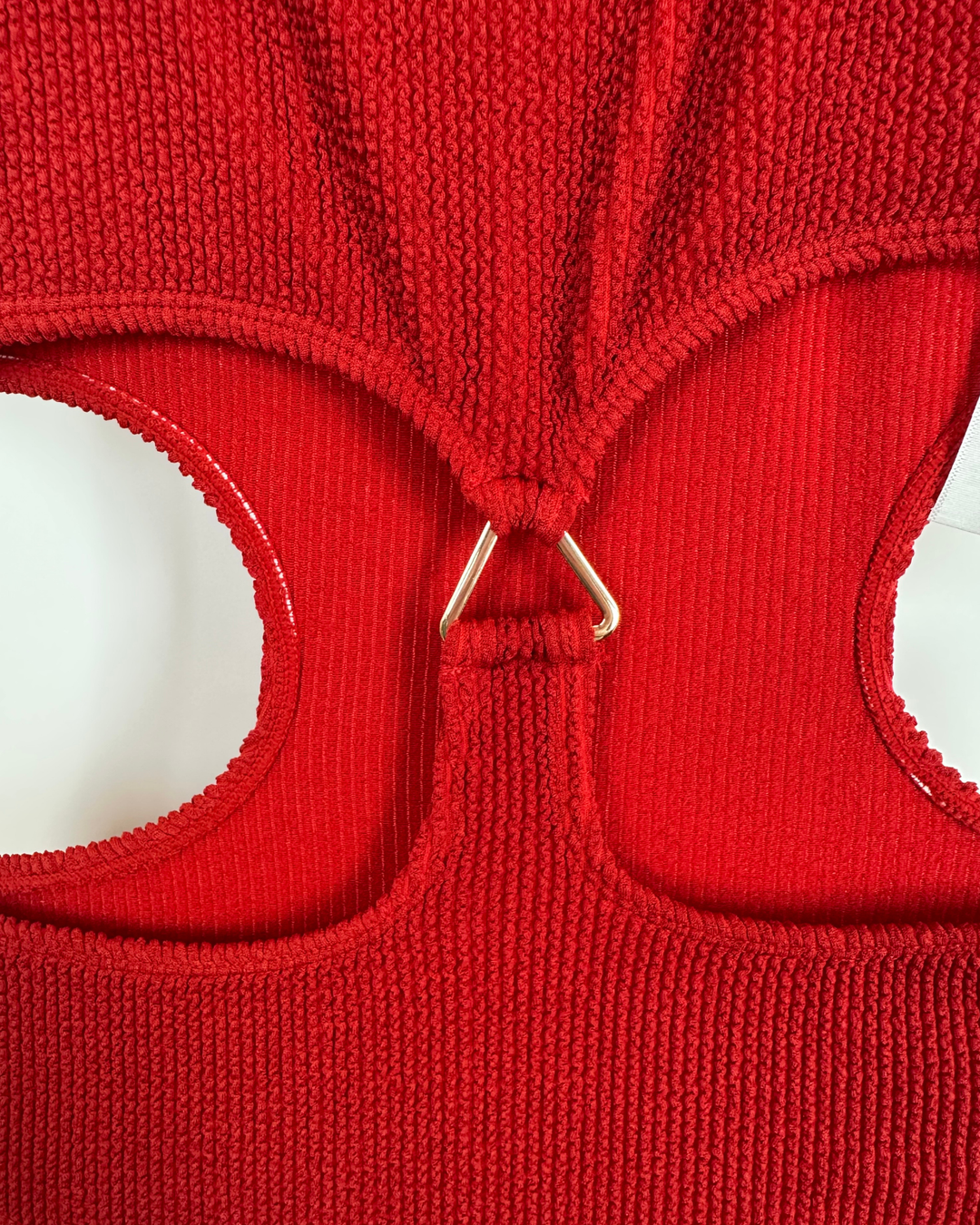 Red Textured Cut Out One Piece - XS, M, XL