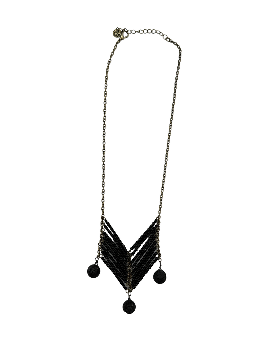 Black and Gold Necklace With Circle Dangles