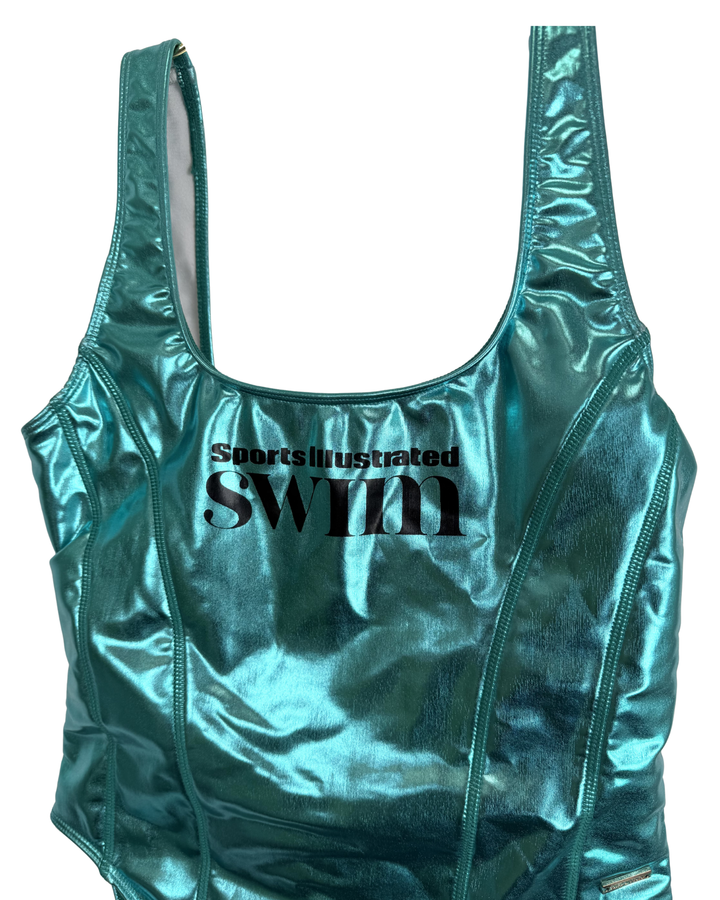 Metallic Blue One Piece Swimsuit - XS, S, M, L, XL, XXL