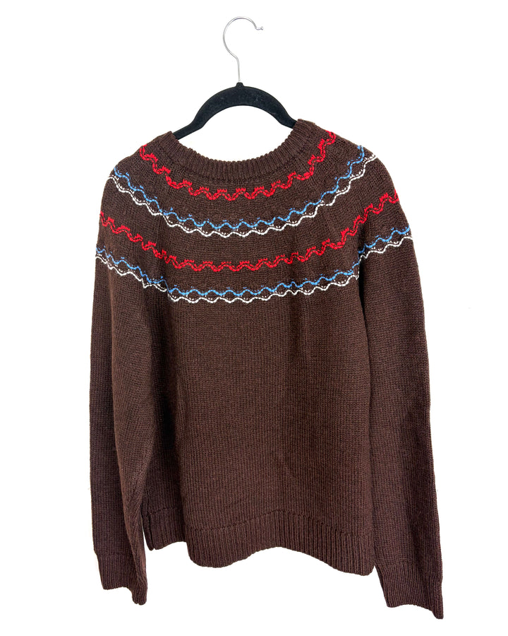 Brown Round Neck Sweater - Size 8/10