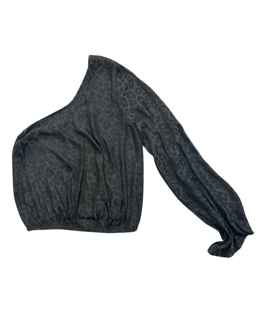Gray Cheetah Print One Shoulder Top - Size 4/6
