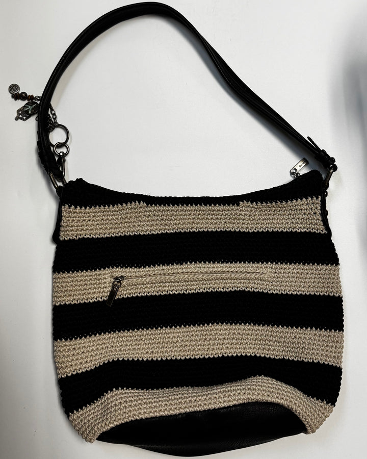Black and White Horizontal Crochet Bag