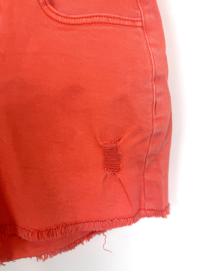 Bright Coral Denim Shorts - Size 6/8