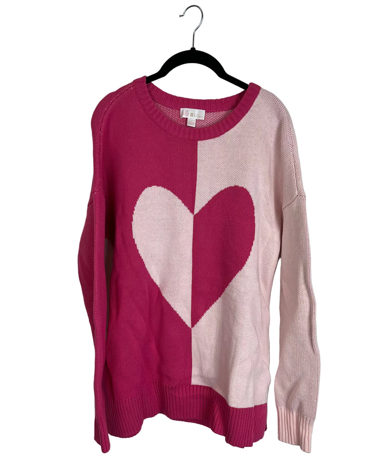Thick Pink Knit Heart Sweater - Size 6/8