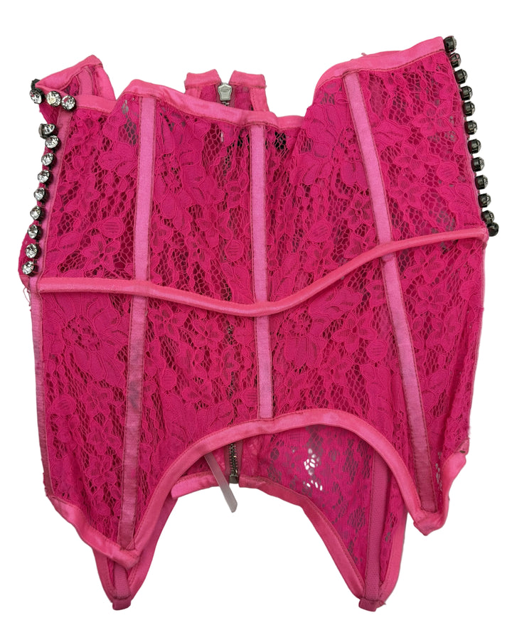 Pink Lace Strapless Corset Top- Size 4/6
