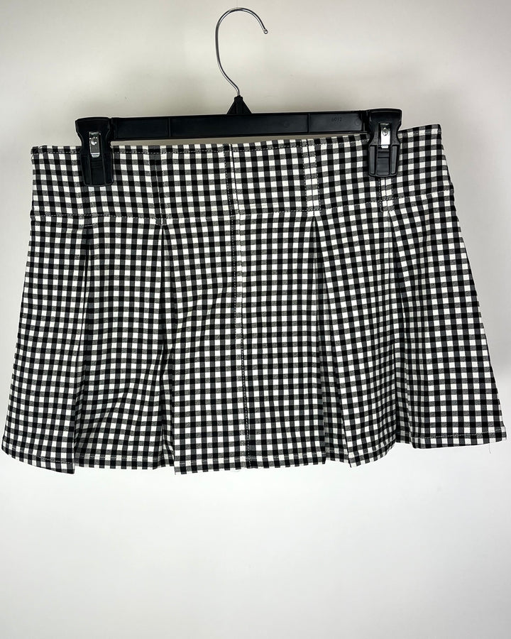 Black Gingham Pleated Mini Skort - Small - Large