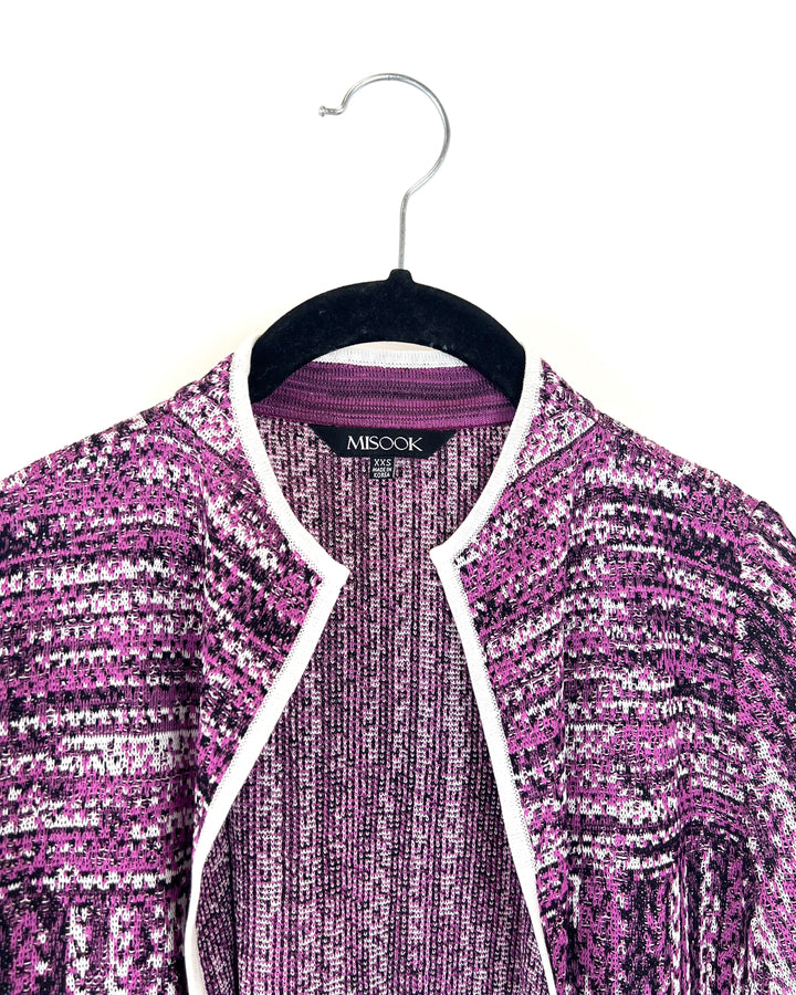 Purple Textured Knit Cardigan - Size 0