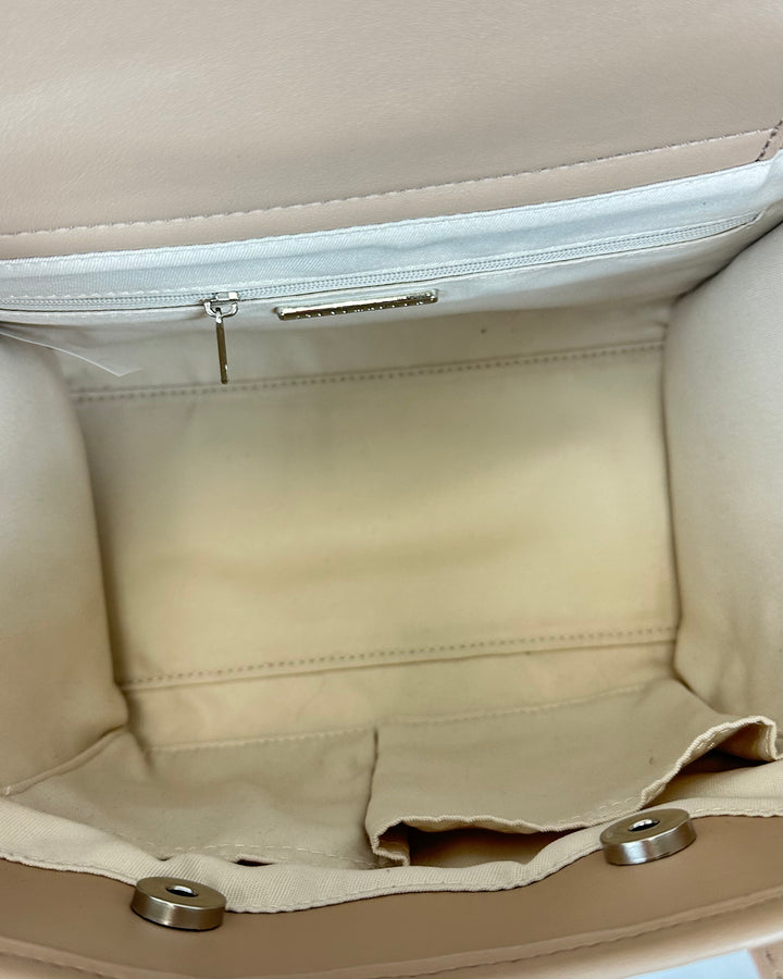 Beige And white Checkered Print Tote Bag