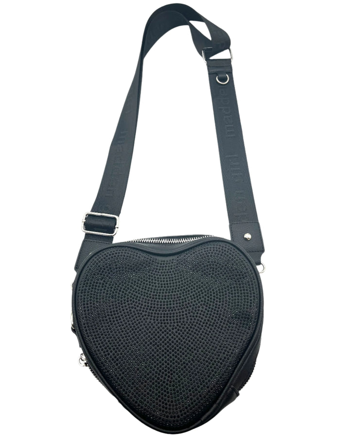 Black Rhinestoned Heart Bag