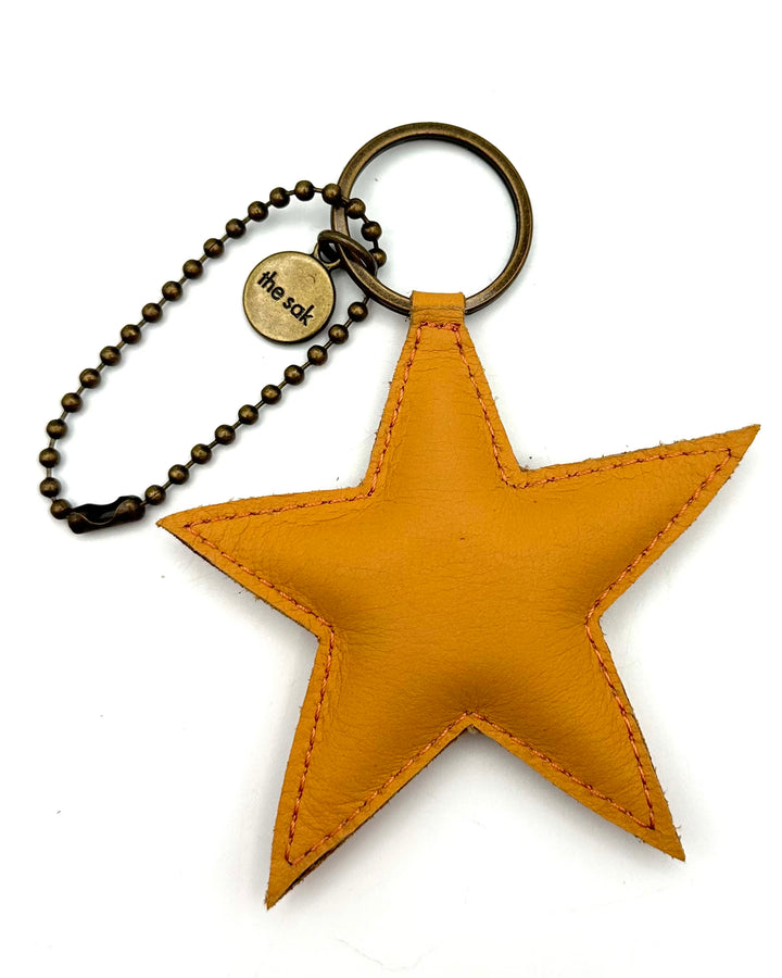 Orange Star Leather Patch Keychain