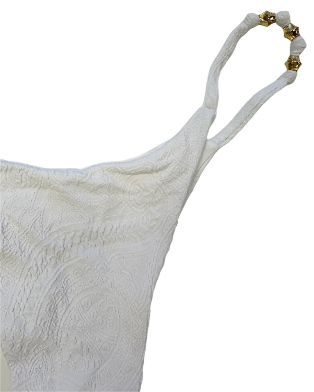 White Embossed Thong Bikini Bottom - S, M, L, XL, XXL
