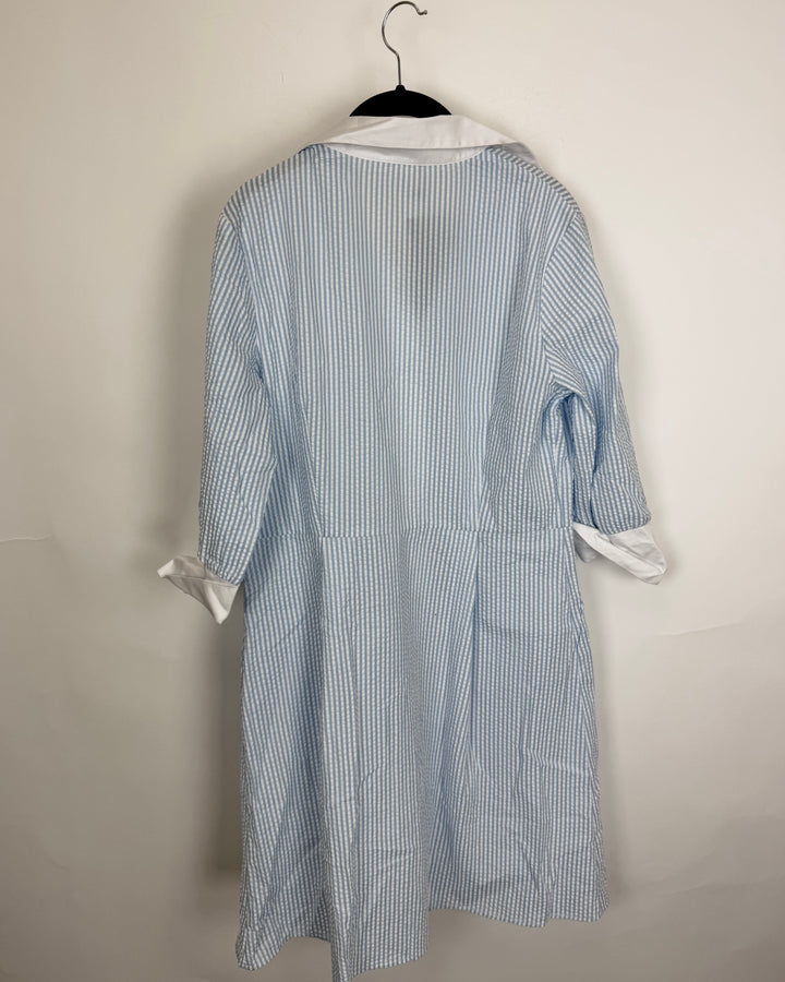 Blue & White Striped Textured Dress - Size 4/6