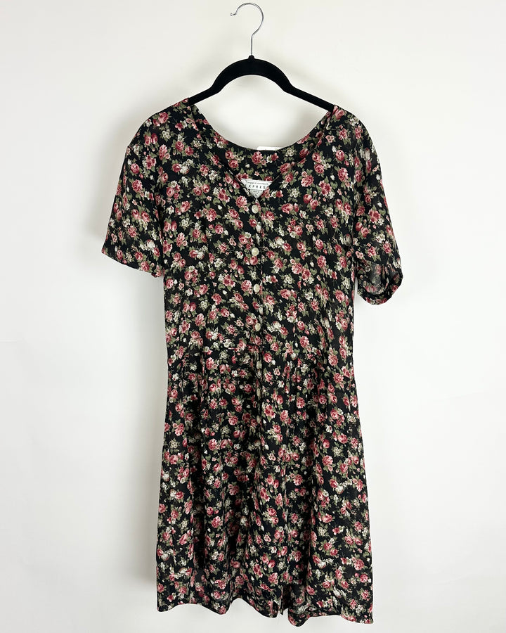 Black Floral Romper - Size 10/12