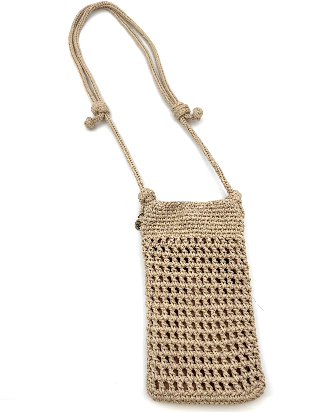 Cream Crochet Shoulder Bag With Beads