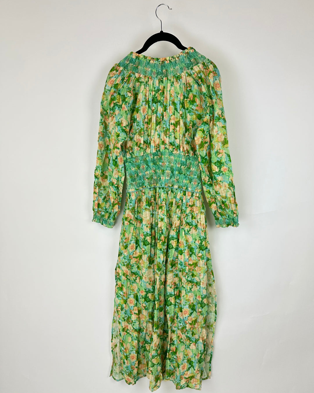 Green Floral V-Neck Dress - Small