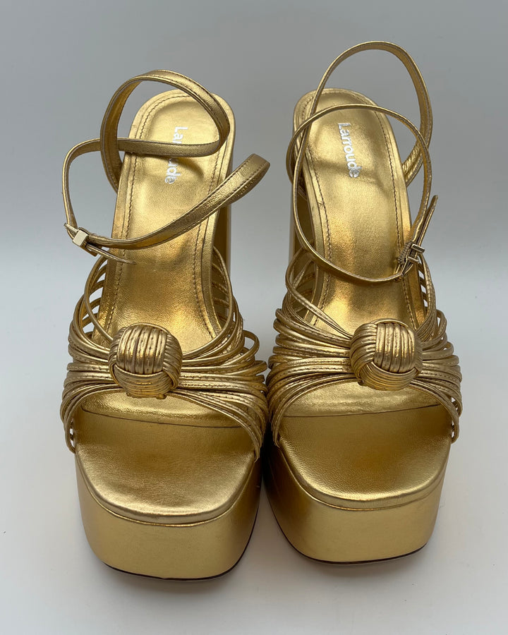 Gold Metallic Platform Heels - Size 7.5