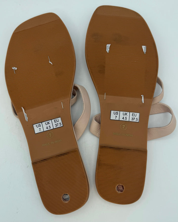 Blush Strappy Faux Leather Sandals - Size 7
