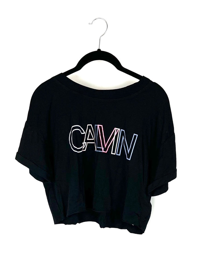 Performance Black Cropped Multicolor Logo Top - Small