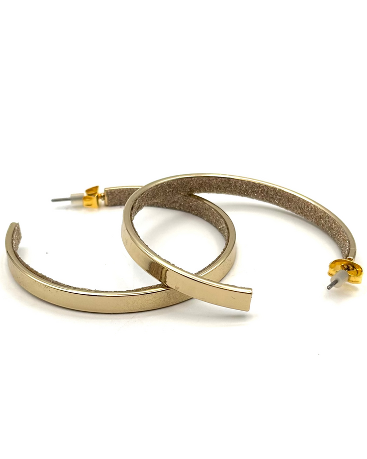 Thick Gold Hoops with Glitter Interior