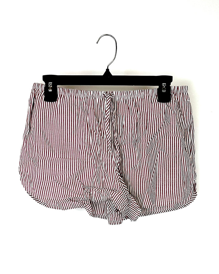 Purple and White Striped Lounge Shorts - Small