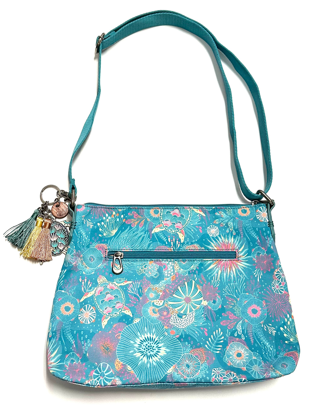 Teal Ocean Motif Print Crossbody Bag