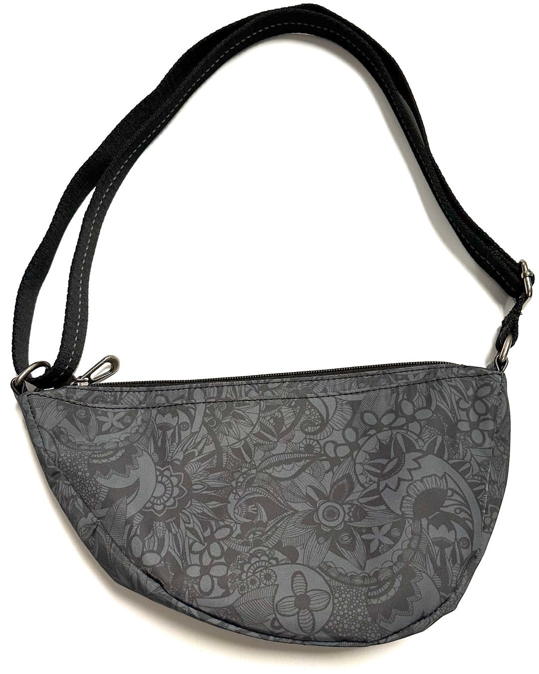 Grey and Black Paisley Crossbody Sling Bag